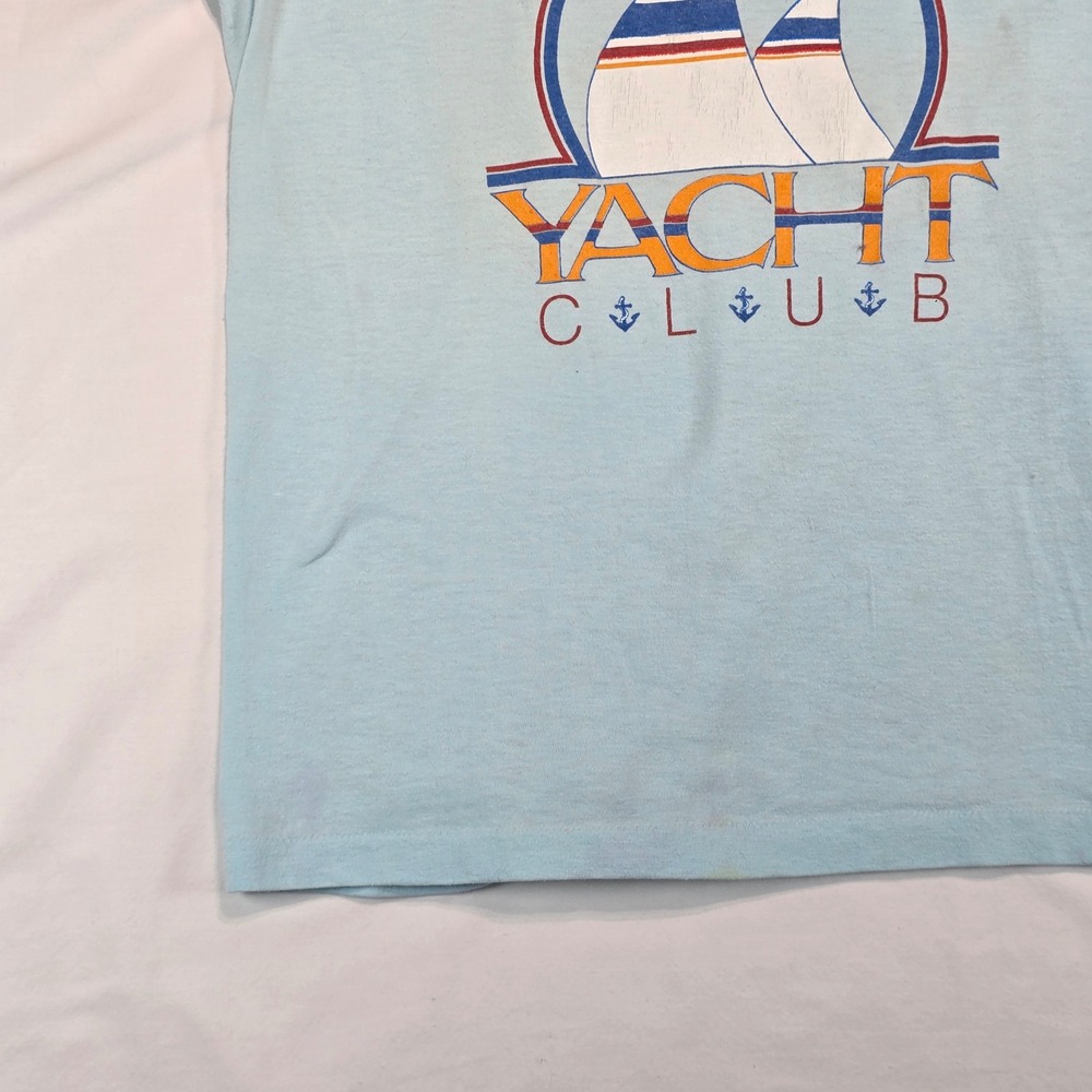 Vintage Super Shirts Oregon Yacht Club T-Shirt Mens Medium Blue Made in USA 80s - Picture 11 of 16